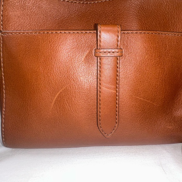 NWT Fossil Sydney Leather Camera Crossbody Medium Brown Cognac - Picture 14 of 15